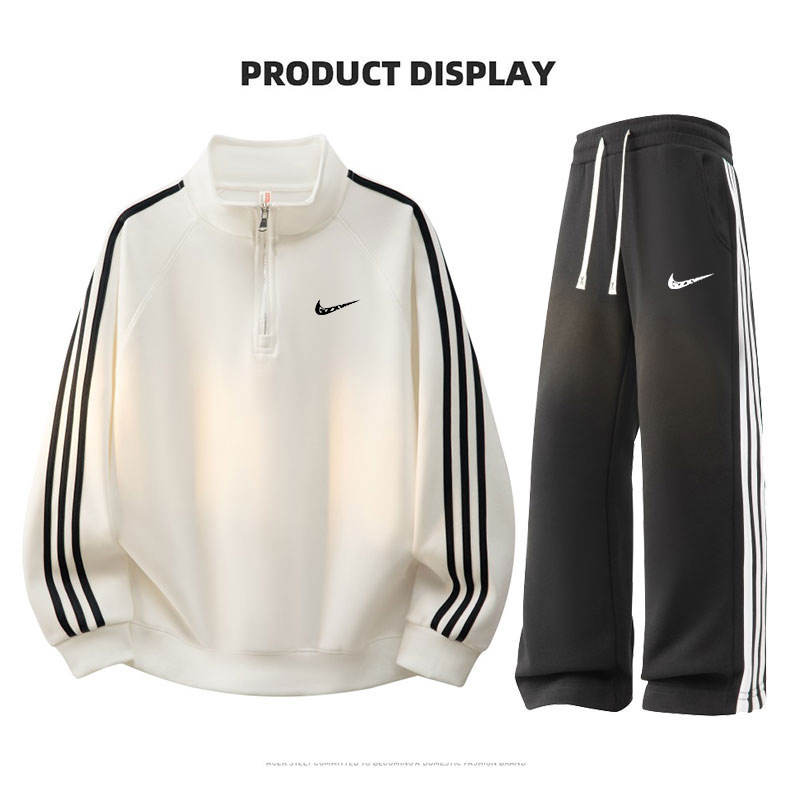 Cross-Border Wholesale Cotton Half-Zip Sweatshirt Set for Men, Half-High Collar Casual Three-Piece Pullover and Long Pants Set Cross-Border Wholesale Cotton Half-Zip Sweatshirt Set for Men, Half-High Collar Casual Three-Piece Pullover and Long Pants Set