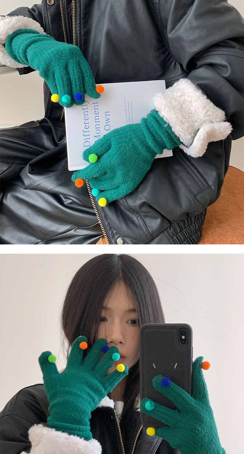 Plüschhandschuhe Mit Ball Damen Winter Warme Touchscreen Handschuhe_voghion.com