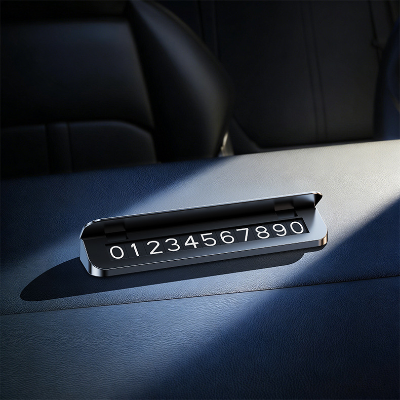 New Model Parking Number Plate, Leather Car Temporary Parking Tag, Alloy High-End, Customizable with Logo