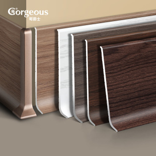 Solid wood grain aluminum alloy skirting wall stickers metal self-adhesive foot line corner decoration waterproof skirting board wholesale