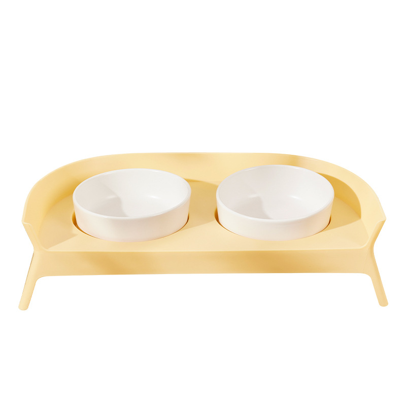 El nuevo tazón de comida para gatos, el tazón de cerámica, la comida, el agua, la alimentación, el gatito, la boca oblicua, la protección de la columna cervical, el tazón doble