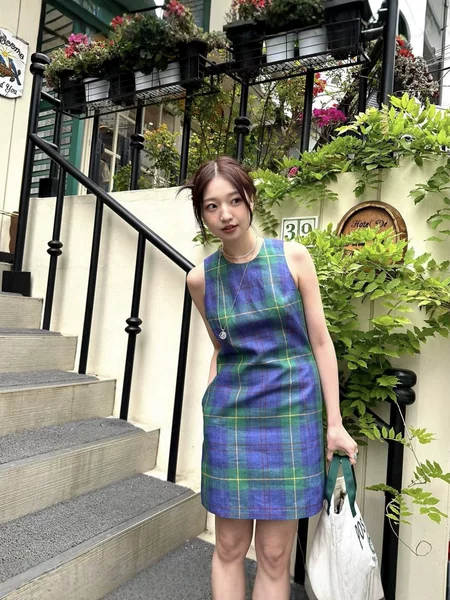 Now Available: Korean Designer And*Ou's Vintage Plaid Vest Dress, Korean-Style Women's Sleeveless Dress, Same Style as Wu Xin