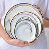 Ceramic tableware Household plate dishes Ceramic western dining marble patterned gold edge dish plate dish