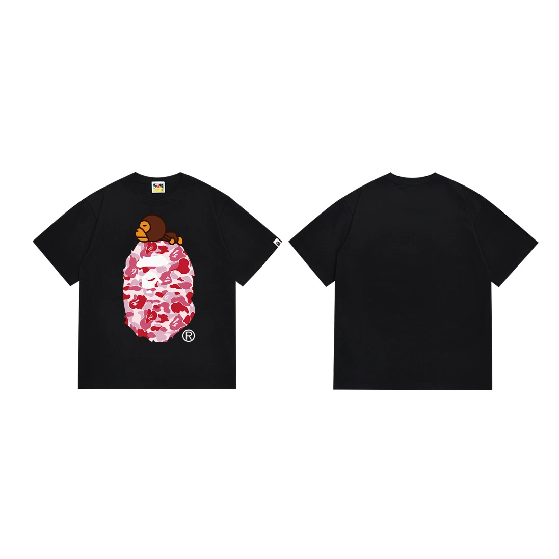 Короткая футболка повседневная с коротким рукавом (BAPE) двойной пряжи унисекс, разноцветная и размеры S–XXL