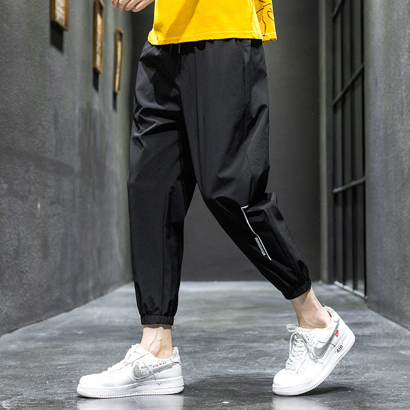 Men's silk summer thin quick dry sports trousers for leisure
