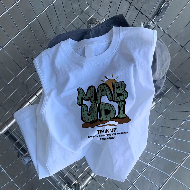 Cotton Vest Men's 2025 Summer Fitness Basketball Vest Loose Trendy Brand Sleeveless T-Shirt Casual Sports Top