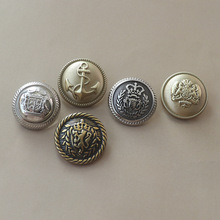 学院风盾牌双狮子船锚麦穗复古图案欧美风格金属手缝高脚纽扣钮扣