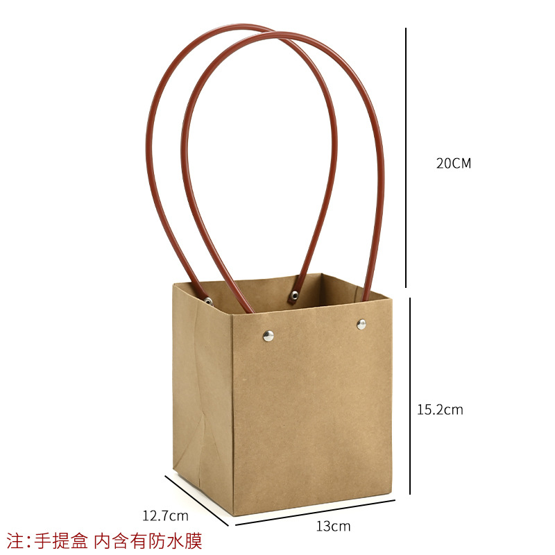Bolso especial transfronterizo para flores, descuento al por mayor, bolsa trapezoidal de papel kraft impermeable, bolsa de embalaje de regalo, bolsa de ramo