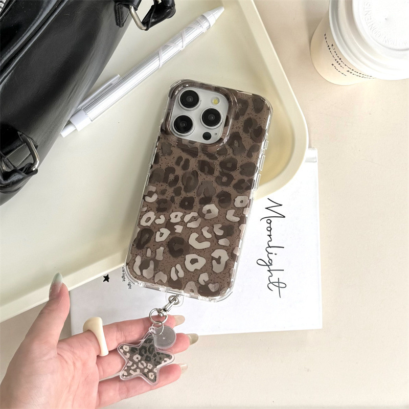 简约双层渐变豹纹iPhone14/13适用苹果16/15PROMAX手机壳防摔全包|undefined