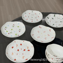 圣诞树盘釉下彩陶瓷餐具甜品盘手绘圣诞系列手捏盘创意不规则菜盘