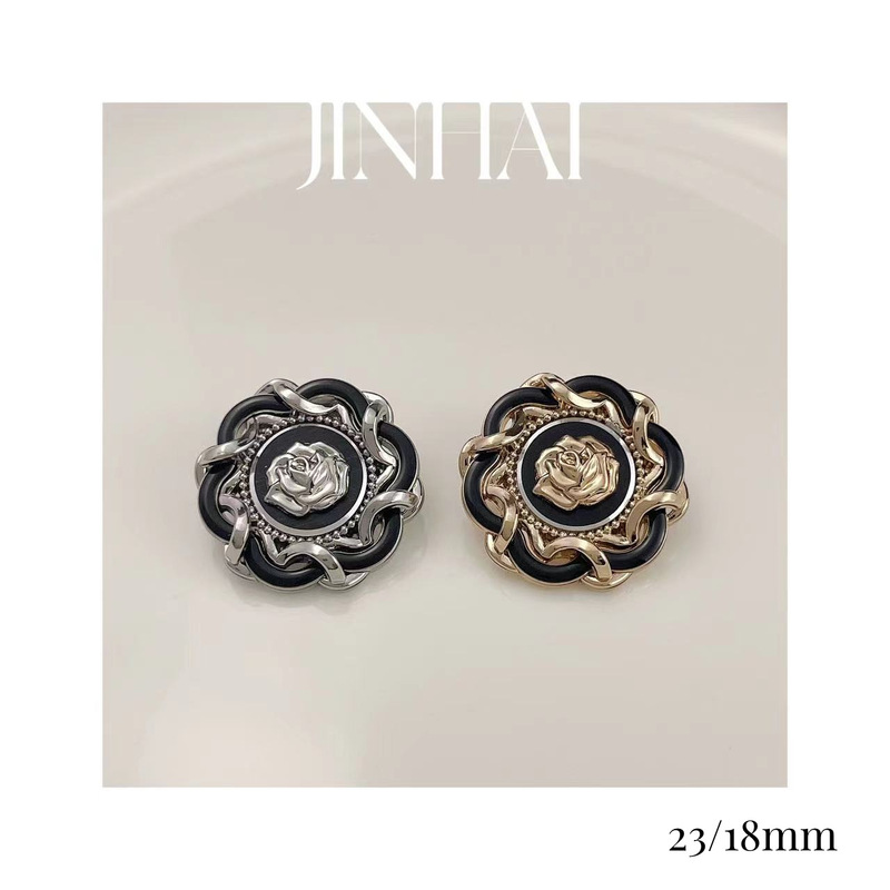 Qihai metal button elegant rose round lace tie modeling coat suit jacket decorative button