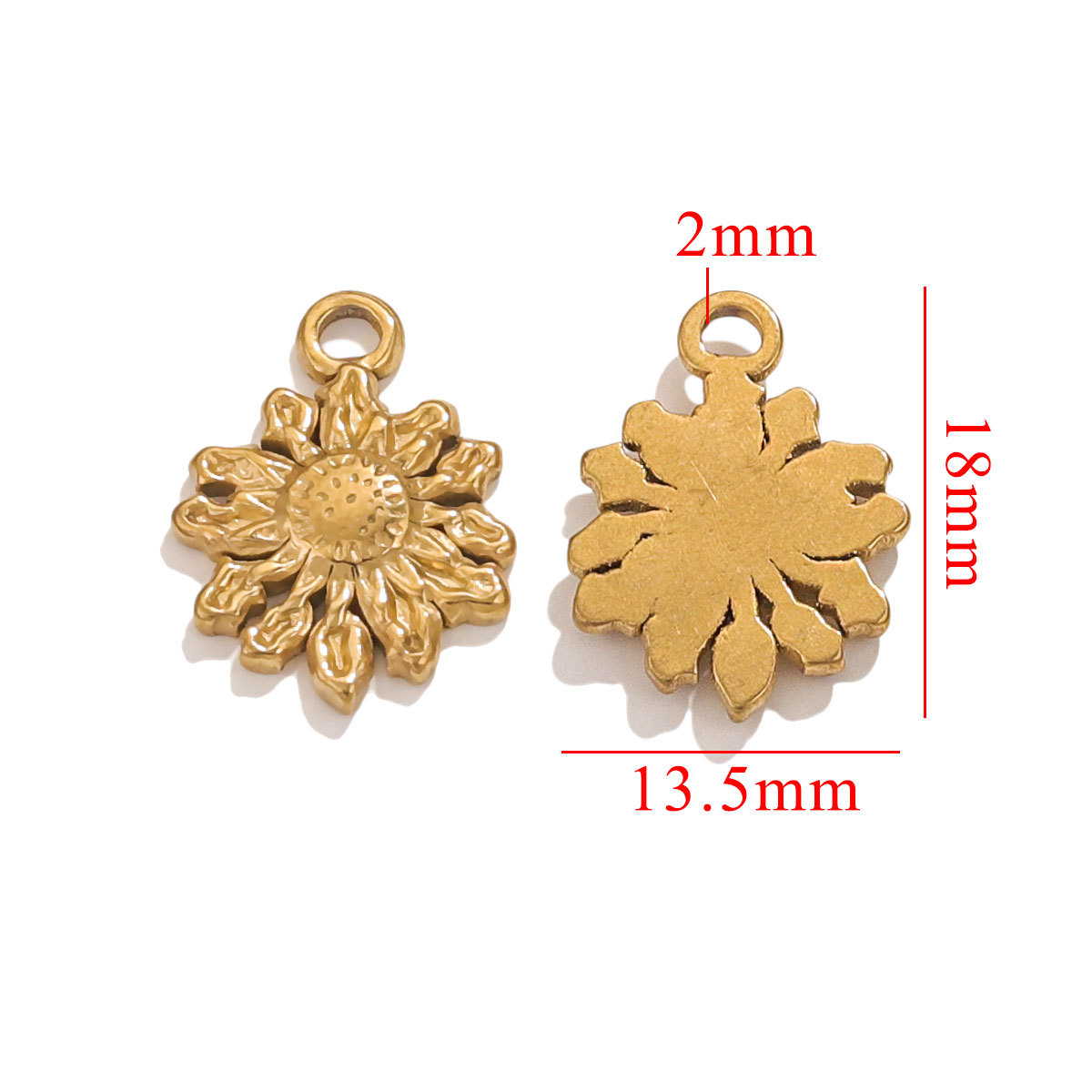 3g Weight Pendant Jewelry Making Type 18K Gold Plated Plating Material Pendant Classification 5 PCS/Package Quantity 304 Stainless Steel Material Sun, Flower Pattern All Seasons Season Plating Design Retro, Classic Style Style 5 PCS/Package 304 Stainless Steel 18K Gold Plated Sun Flower Pendant Pendant 16