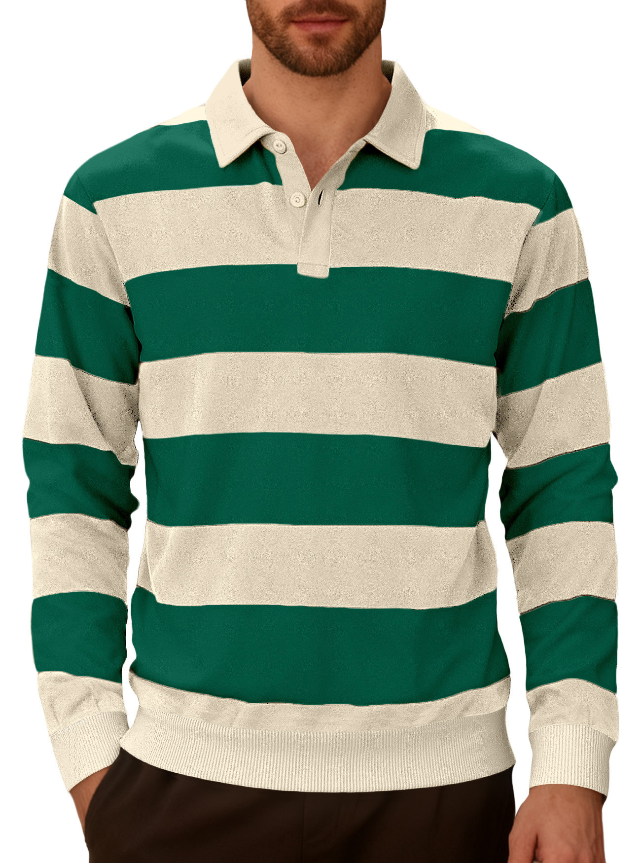 Transfronterizos Europa y América Amazon tendencia deportiva casual de negocios camisa de punto a rayas cortazo camisa polo de manga larga hombre