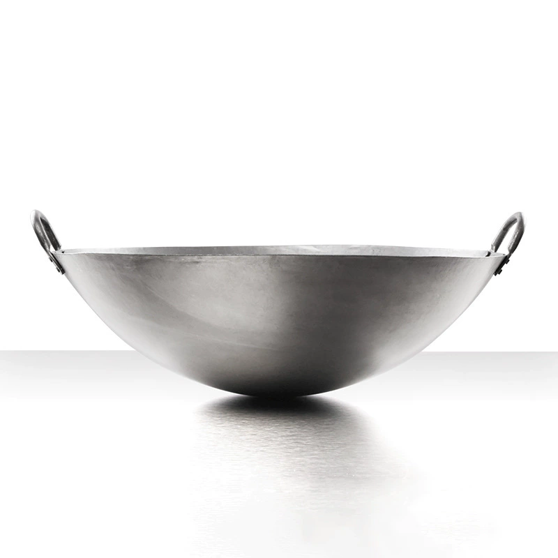 JOBO чугунная wok с круглым дном и двумя ушами, традиционная китайская сковорода, кантонская кухня