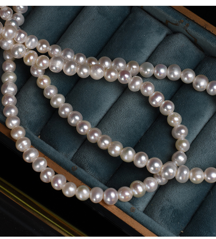 Fashion Solid Color Natural Freshwater Pearl Beaded Necklace 1 Piece