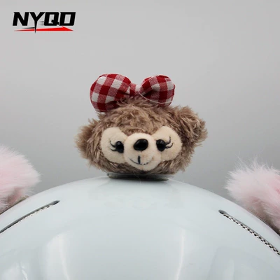 pink curly bear ear: Motosiklet dəbilqələri - shirley-rose-is-the-first-one