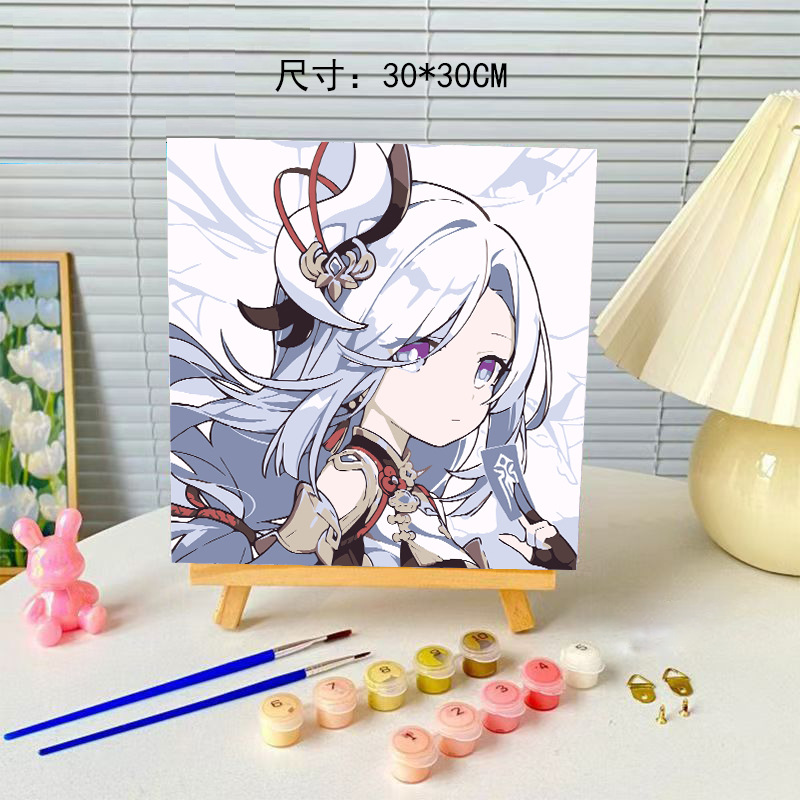 30*30 Oil Paint by Numbers Handmade Cartoon Painting Living Room Hanging Painting DIY Decorative Painting Paint by Numbers Hand-Painted