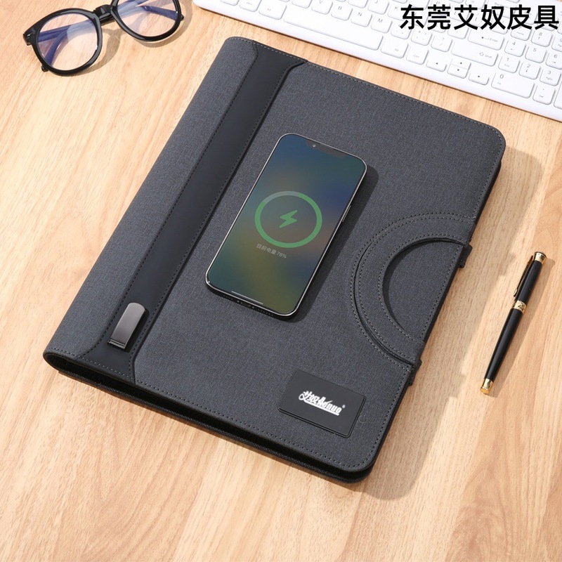 新しいA4ポータブルマネージャーフォルダー、Uディスク電源、ワイヤレス急速充電書類収納バッグ、ビジネスフォルダー、クリエイティブロゴ|undefined
