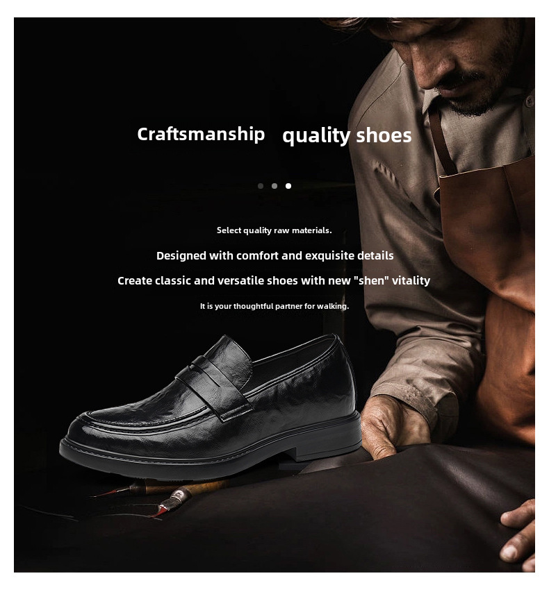 Men's Leather Loafers Business Casual Slip-on Shoes For Men_voghion.com