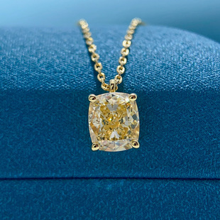 Sterling Silver Plated Gold Necklace Diamond Cut Yellow Diamond Necklace Smart Niche Design Light Luxury Clavicle Chain All-Match Sugar