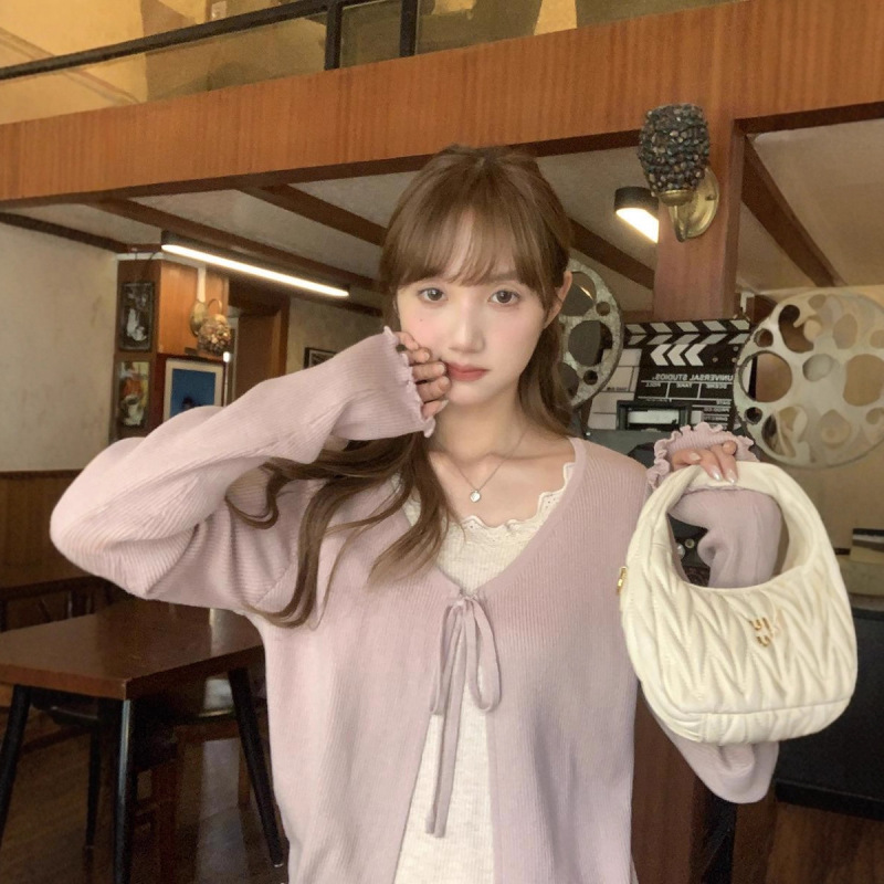 甜美风慵懒感假两件针织衫女2025秋新款时尚百搭设计感上衣A6542|undefined