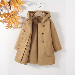 New Medium and Large Children's Clothing Autumn and Winter Clothing Girls' Outwears 2 Years Old Double-Sided Woolen Cashmere Outwears New Korean Style Foreign Style