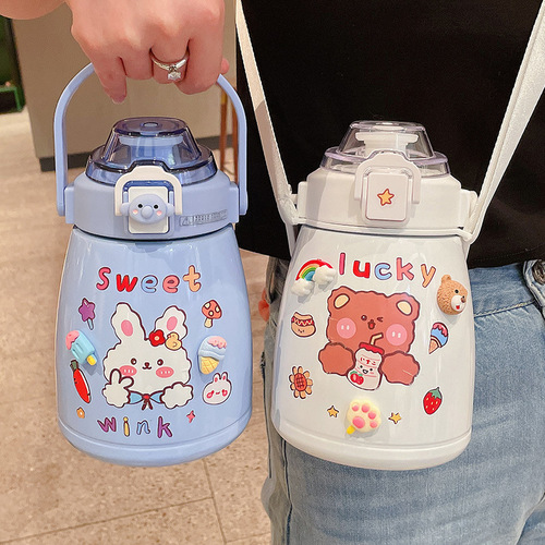 Original cute cartoon thermos cup waterproof sticker ins style pvc sticker water cup notebook handbook student sticker
