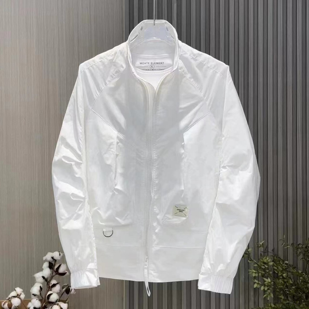 2024 stand collar sunscreen jacket men's summer trendy new all-match work thin coat work jacket