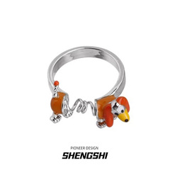 Spring Dog Ring Cartoon Cute Simple Unconventional Design Fashion Personality Versatile Adjustable Index Ring for Women