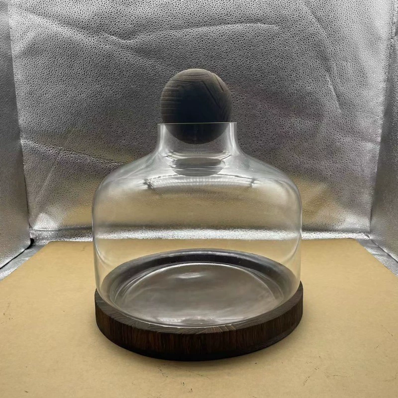 Креативный круглый стеклянный соломенный резервуар маленький аквариум в японском стиле маленькая экологическая бутылка Douyu бутылка настольная микропейзаж деревянная основа