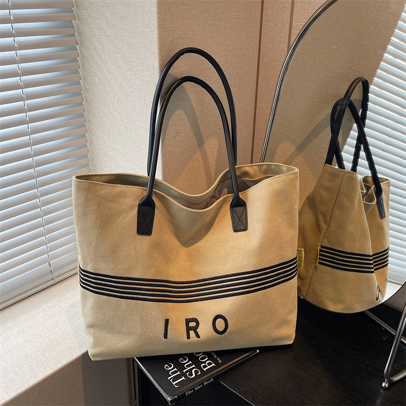Cross-Border 2025 European and American New Popular Letter Canvas Large Tote Large Capacity Handbag Simple Tote Bag Bags Cross-Border 2025 European and American New Popular Letter Canvas Large Tote Large Capacity Handbag Simple Tote Bag Bags