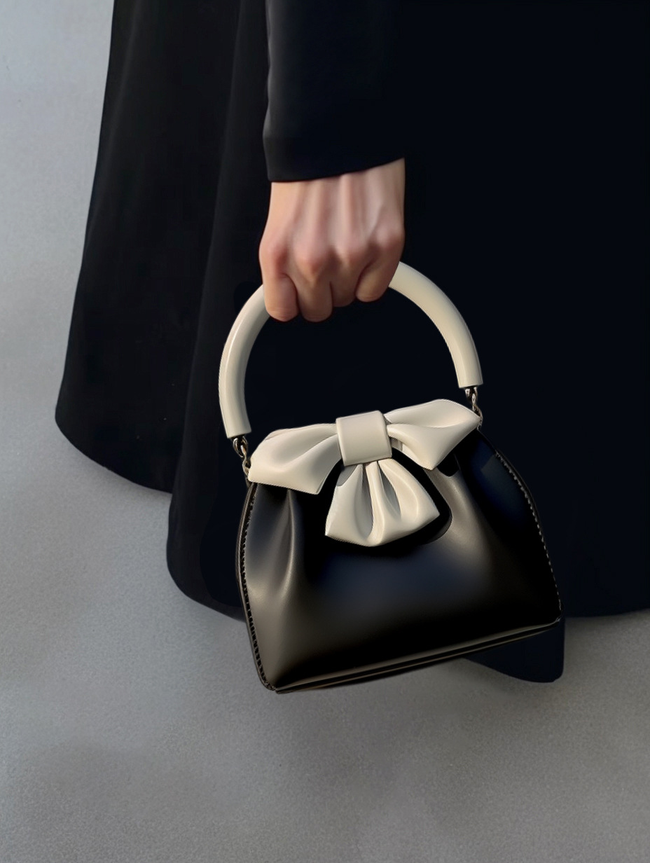 Women's Gender Elegant Style Bucket Shape Women's Pu Leather Bow Knot Elegant Bucket Magnetic Buckle Handbag