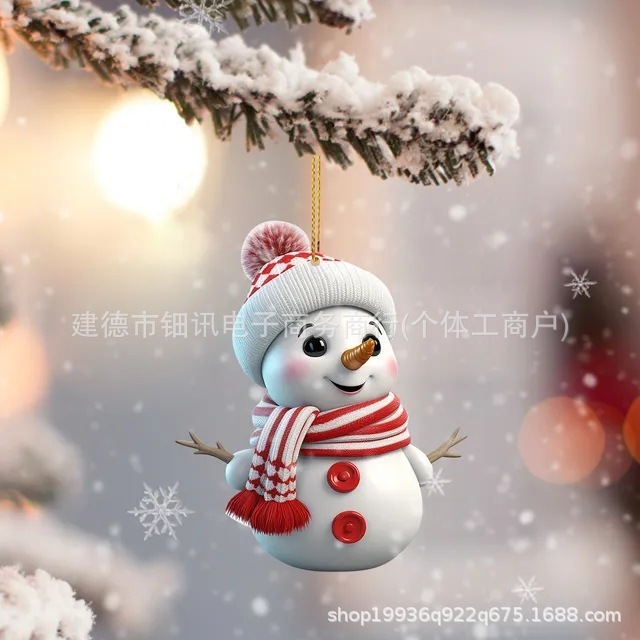 国境を越えた新製品アクリルかわいいアニメクリスマス雪だるま自動車掛け家クリスマスツリー飾り飾り飾り|undefined