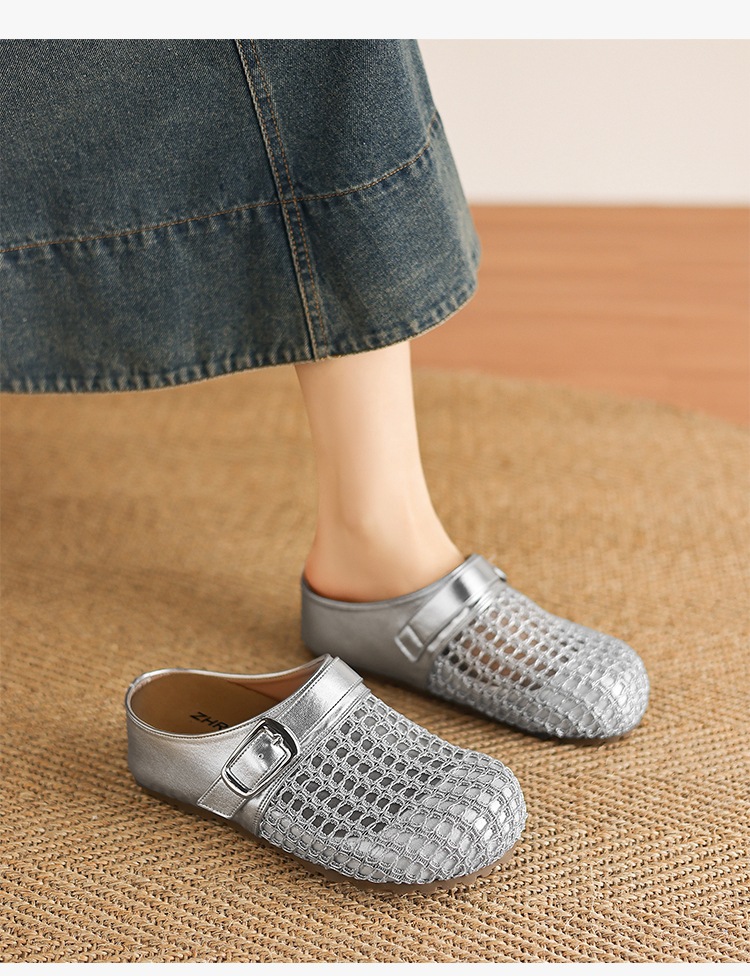 Dép sandal nữ quai chữ V đế tăng chiều cao, mũi trùm thoáng khí — LR12 Màu be chi tiết 15