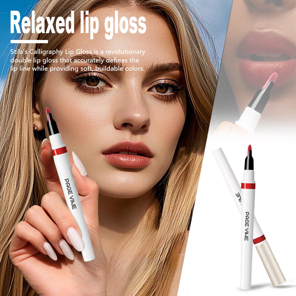 Lípido labial de maquillaje transfronterizo 2 - en - 1 lipstick impermeable y duradero, lipstick líquido de lipstick