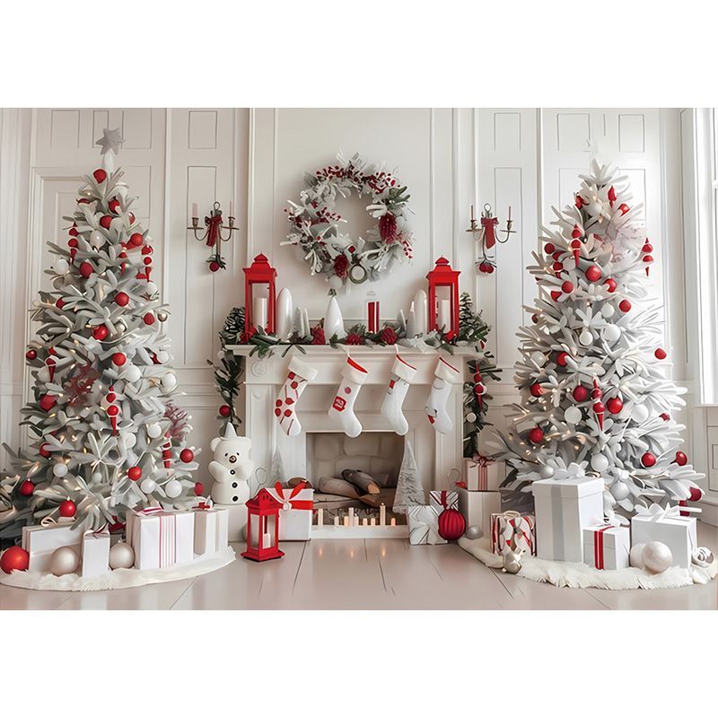 2025国境を越えたアマゾンのギフトボックスクリスマスのドアの幅の背景の布の丸い写真の道具のパーティーの装飾の旗|undefined