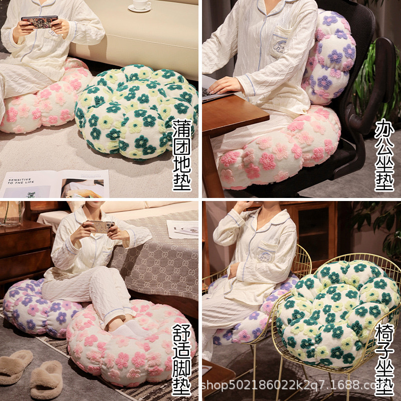 新商品の子羊の毛のジャカードの花びらの蒲団の座布団を厚くして畳の座布団を敷きます。