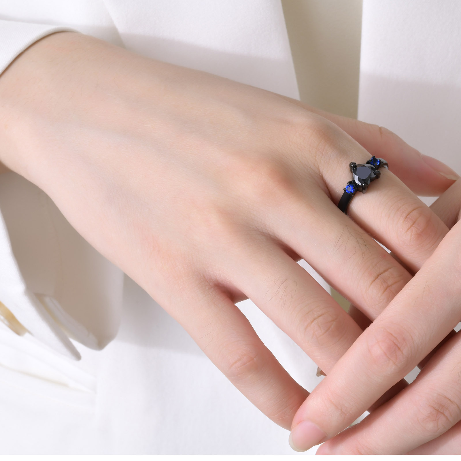 Couple Gender Wholesale Jewelry Simple Style Heart Shape 304 Stainless Steel Zircon Plating Stainless Steel Rings