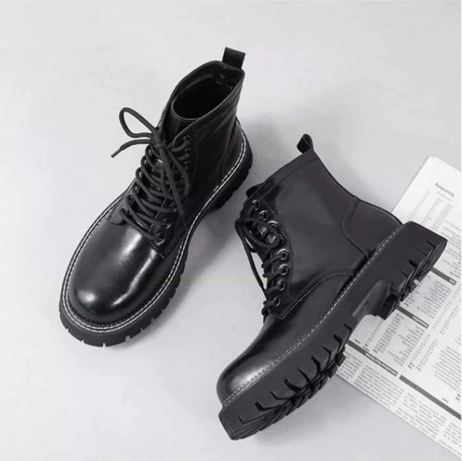 Мужская обувь 2023, новые высокие ботинки Martin онлайн-знаменитостей, низкие кожаные ботинки из воловьей кожи в британском стиле, высококачественные кожаные ботинки со средним верхом