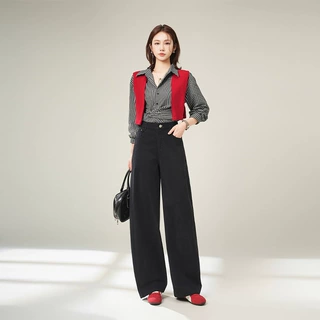 高腰显瘦窄版直筒宽松休闲裤子阔腿裤女春秋2026新款爆款牛仔裤