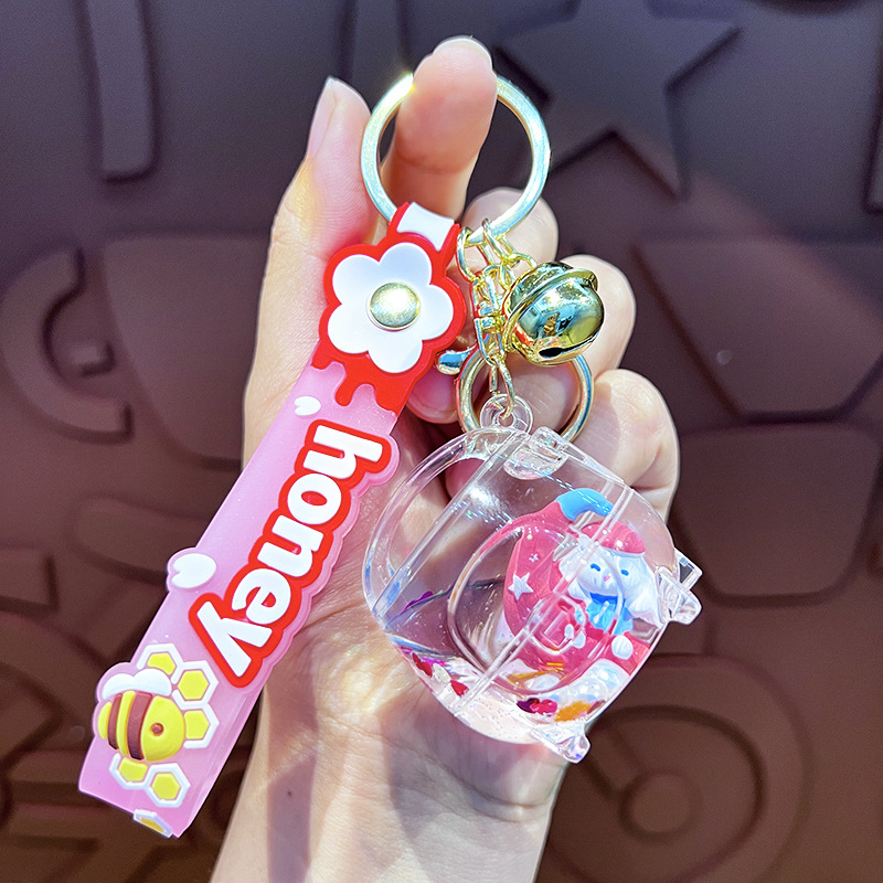 Creativo en la olla de arroz de aceite de la luna de orejas perros llaveros lindos dibujos animados pareja colgante garra máquina pequeños regalos al por mayor