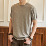 ZY8116-MW简约高级感上衣宽松休闲T恤美式假两件短袖针织衫，男装针织衫/毛衣，星座614