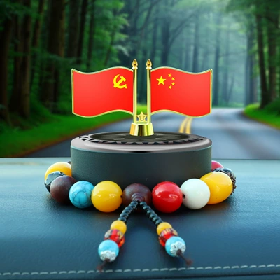 Five-Star Red Flag Car — Car ornaments - five-star-small-red-flag-without-diamonds-solar-rotation-bodhi-beads