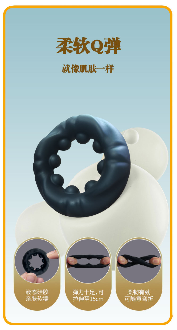 Men’s Liquid Silicone Delay Ring, Hexagon Design, Non-Vibrating Couples Wearable — detail image 10