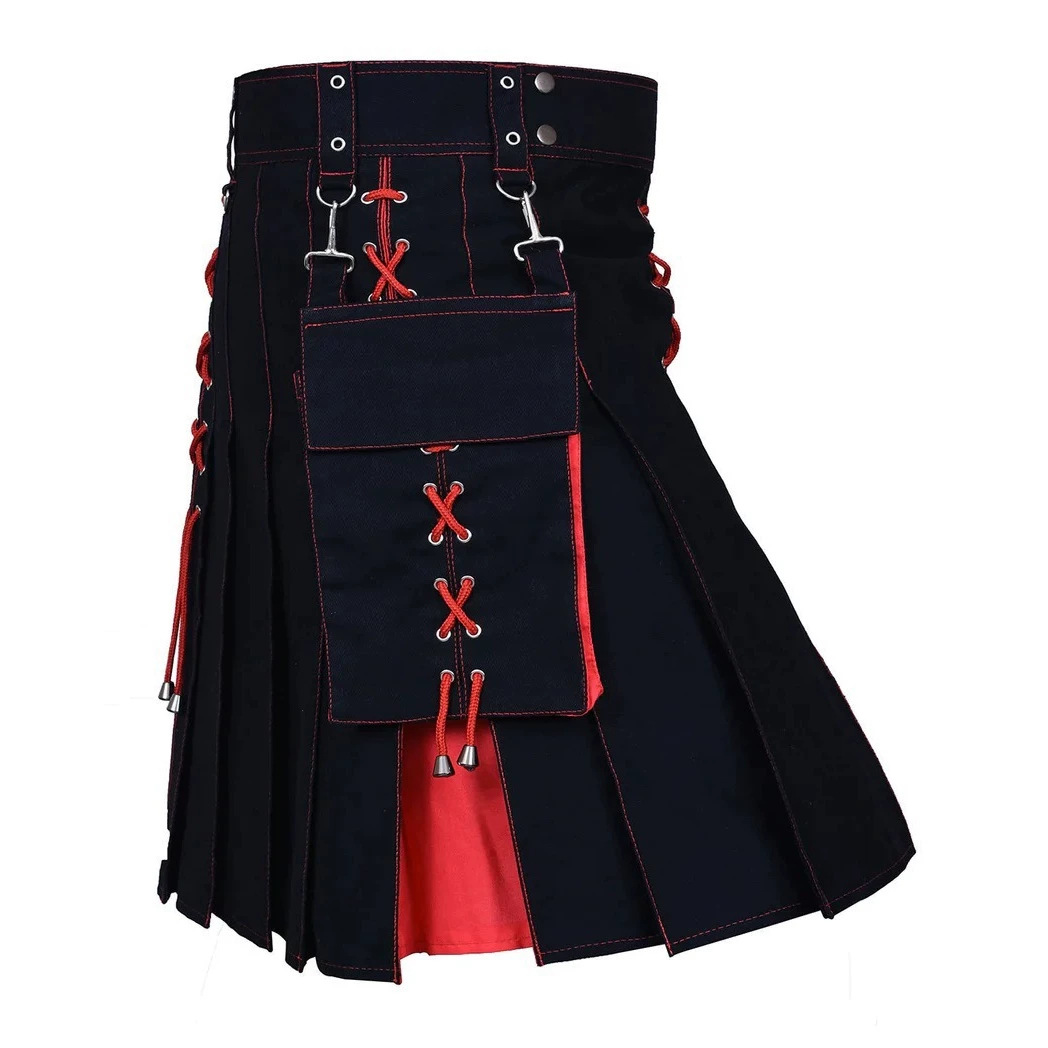 Men's Scottish Festival Skirt, Medieval Pleated Skirt, Three-Color Drawstring Performance Dress, Men's Performance Outfit