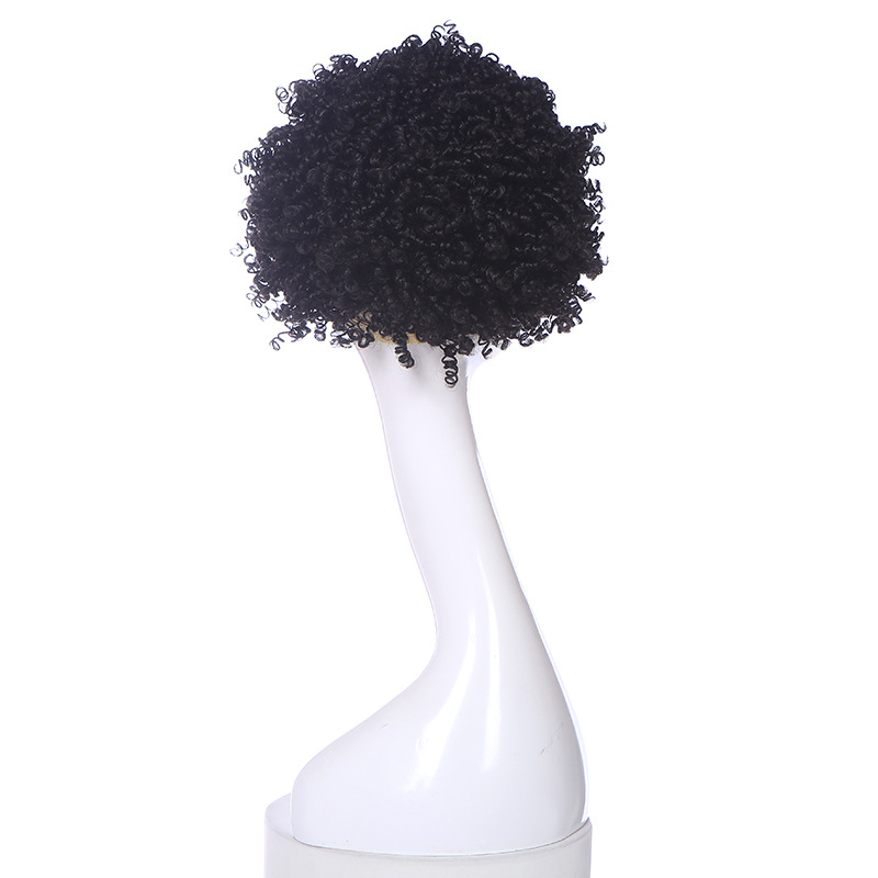 Frente al encaje correa de cabello Europa y América moda transfronteriza turbante flojo cabello rizado corto de fibra química de seda de alta temperatura cubierta de cabello LW0246