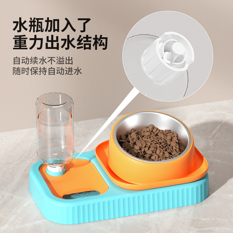 En stock al por mayor en caja de acero inoxidable para mascotas tazón gato tazón anti-estrangulamiento tazón de comida para gatos oblicuo gato tazón para perros