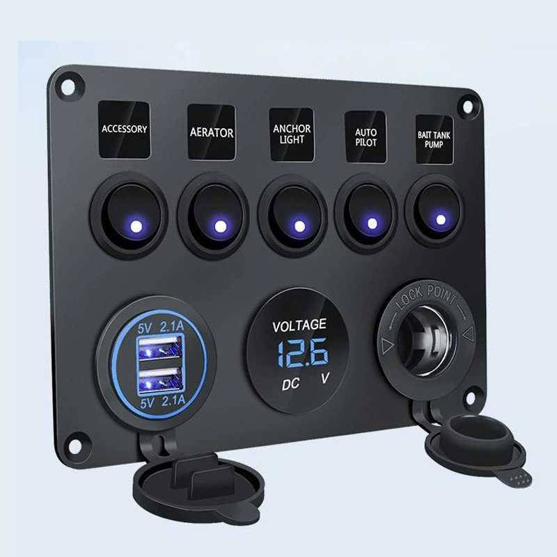 Автомобильная яхта на колесах Модифицированная 5-позиционная комбинированная панель переключателя «кошачий глаз» 4,2 вольтметра AUSB