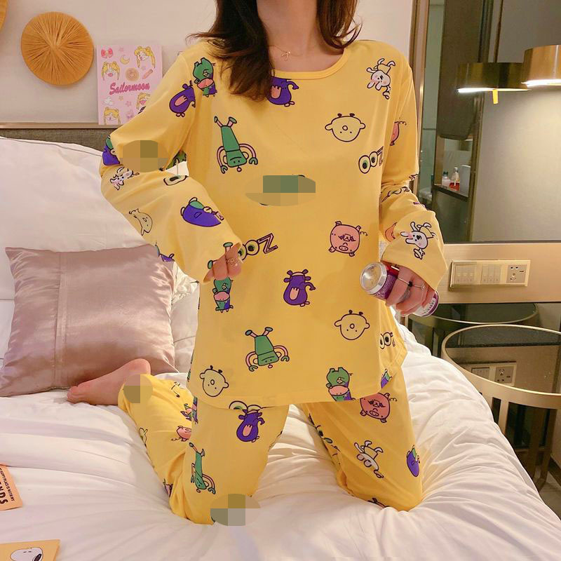 Pijamas de manga larga de las mujeres de Primavera/otoño/invierno más el tamaño de los pijamas de las mujeres de verano estilo coreano ropa de abrigo de las mujeres