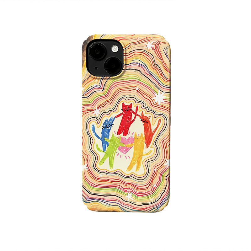 Colorful cat ins style Feilin two-in-one phone case for Apple 15pro 14pro/13/12 soft case hard Colorful cat ins style Feilin two-in-one phone case for Apple 15pro 14pro/13/12 soft case hard